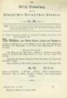 Gesetz-Sammlung f&uuml;r die K&ouml;niglichen Preussischen Staaten. 1898.12.09 No38
