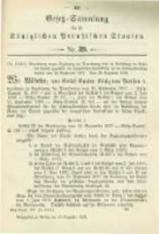 Gesetz-Sammlung f&uuml;r die K&ouml;niglichen Preussischen Staaten. 1898.12.10 No39