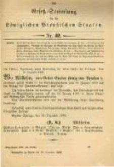 Gesetz-Sammlung f&uuml;r die K&ouml;niglichen Preussischen Staaten. 1898.12.20 No40