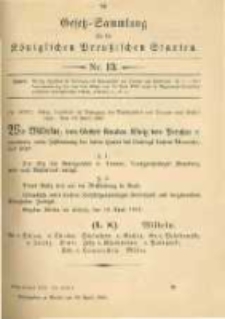 Gesetz-Sammlung f&uuml;r die K&ouml;niglichen Preussischen Staaten. 1902.04.30 No13