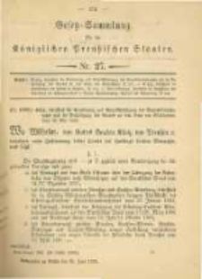 Gesetz-Sammlung f&uuml;r die K&ouml;niglichen Preussischen Staaten. 1902.06.30 No27