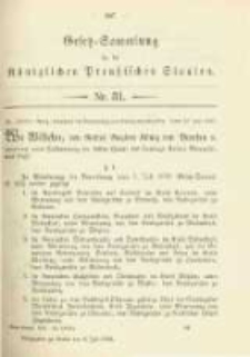 Gesetz-Sammlung f&uuml;r die K&ouml;niglichen Preussischen Staaten. 1902.07.08 No31