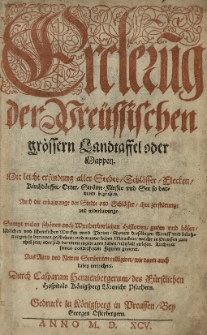 Erklerung der Pre&uuml;ssischen gr&ouml;ssern Landtaffel oder Mappen [...] Durch...