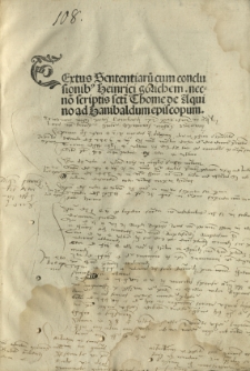 Textus Sententiarum [...] cum Conclusionibus [...] Heinrici de Gorichem nec non scriptis sti Thomae de Aquino ad Hanibaldum episcopum. Sacrarum litterarum interpretis explicit
