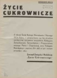 Życie Cukrownicze : miesięcznik : organ Zw. Zaw. Pracownik&oacute;w Przemysłu Cukrowniczego w Rzeczypospolitej Polskiej 1933.12.24 R.11 Nr12
