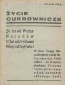 Życie Cukrownicze : miesięcznik : organ Zw. Zaw. Pracowników Przemysłu Cukrowniczego w Rzeczypospolitej Polskiej 1934.10/11 R.12 Nr11/12