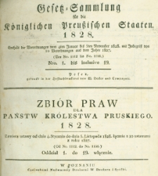 Gesetz-Sammlung f&uuml;r die K&ouml;niglichen Preussischen Staaten. 1828 No1