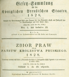 Gesetz-Sammlung für die Königlichen Preussischen Staaten. 1828 No1
