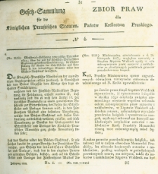 Gesetz-Sammlung f&uuml;r die K&ouml;niglichen Preussischen Staaten. 1828 No4