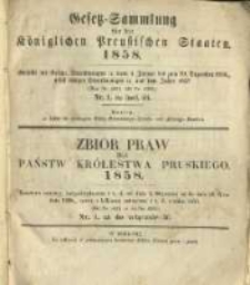 Gesetz-Sammlung f&uuml;r die K&ouml;niglichen Preussischen Staaten. 1858.01.09 No1
