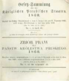 Gesetz-Sammlung f&uuml;r die K&ouml;niglichen Preussischen Staaten. 1860.01.17 No1