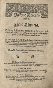 Postylle Krześćiańskiey część czwarta w ktorey są kazania na epistoły doroczne [...] Pracą [...] Pawła Gilowskiego zebrane y wiernie podane