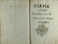 Apologia abo sprawota szlachcica polskiego na rokoszu pro die 6 Augusti in Anno Dni 1606 pod Sendomierzem będącego