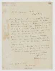 List Józefa Ignacego Kraszewskiego do Wawrzyńca Benzelstjerny-Engeströma z 19 maja 1885 roku