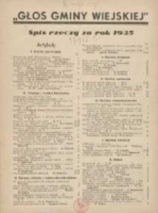Głos Gminy Wiejskiej: dwutygodnik poświęcony sprawom samorządu gminnego: organ Związku Gmin Wiejskich Rzeczypospolitej Polskiej 1935.01.15 R.11 Nr1
