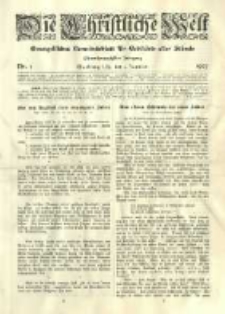 Die Christliche Welt: evangelisches Gemeindeblatt f&uuml;r Gebildete aller St&auml;nde. 1907.01.03 Jg.21 Nr.1