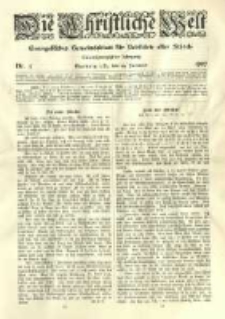 Die Christliche Welt: evangelisches Gemeindeblatt f&uuml;r Gebildete aller St&auml;nde. 1907.01.24 Jg.21 Nr.4