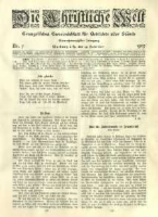 Die Christliche Welt: evangelisches Gemeindeblatt f&uuml;r Gebildete aller St&auml;nde. 1907.02.14 Jg.21 Nr.7