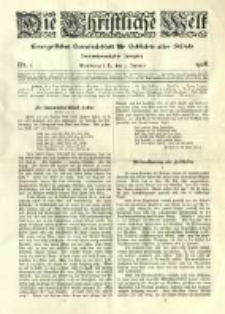 Die Christliche Welt: evangelisches Gemeindeblatt f&uuml;r Gebildete aller St&auml;nde. 1908.01.02 Jg.22 Nr.1