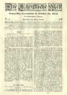 Die Christliche Welt: evangelisches Gemeindeblatt f&uuml;r Gebildete aller St&auml;nde. 1908.01.30 Jg.22 Nr.5