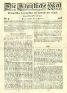 Die Christliche Welt: evangelisches Gemeindeblatt f&uuml;r Gebildete aller St&auml;nde. 1908.02.27 Jg.22 Nr.9
