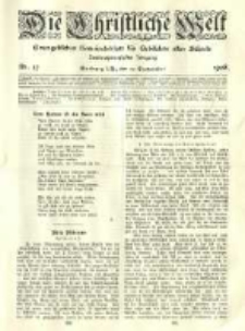 Die Christliche Welt: evangelisches Gemeindeblatt f&uuml;r Gebildete aller St&auml;nde. 1908.09.10 Jg.22 Nr.37