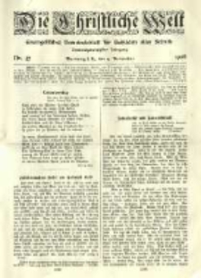 Die Christliche Welt: evangelisches Gemeindeblatt für Gebildete aller Stände. 1908.11.19 Jg.22 Nr.47
