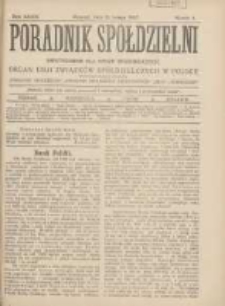 Poradnik Sp&oacute;łdzielni: dwutygodnik dla spraw sp&oacute;łdzielczych: organ Unji Związk&oacute;w Sp&oacute;łdzielczych w Polsce 1927.02.15 R.34 Nr4