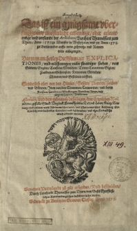 Euporad klosis [gr.] Das ist ein gn&uuml;gsame &uuml;berflussige und ausfierliche erkleringe / oder erleuterunge und verstandt der Archidoxen [...] Anno 1570 zu Munster in Westphalen / und jetz Anno 1575 zu Berlin wider auffs neiw gesprechs und Reimen weis aussangen [...]