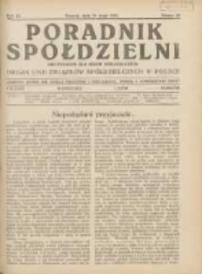 Poradnik Sp&oacute;łdzielni: dwutygodnik dla spraw sp&oacute;łdzielczych: organ Unji Związk&oacute;w Sp&oacute;łdzielczych w Polsce 1933.05.15 R.40 Nr10