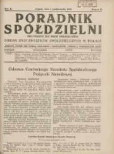 Poradnik Sp&oacute;łdzielni: dwutygodnik dla spraw sp&oacute;łdzielczych: organ Unji Związk&oacute;w Sp&oacute;łdzielczych w Polsce 1933.10.01 R.40 Nr19