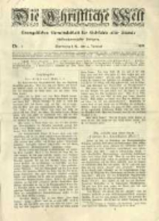 Die Christliche Welt: evangelisches Gemeindeblatt f&uuml;r Gebildete aller St&auml;nde. 1911.01.05 Jg.25 Nr.1