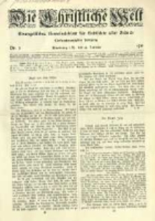 Die Christliche Welt: evangelisches Gemeindeblatt f&uuml;r Gebildete aller St&auml;nde. 1911.01.19 Jg.25 Nr.3
