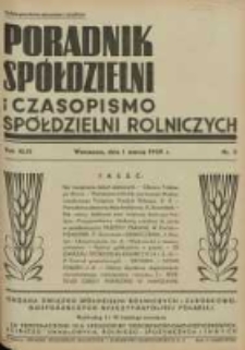 Poradnik Sp&oacute;łdzielni i Czasopismo Sp&oacute;łdzielni Rolniczych : organa Związku Sp&oacute;łdzielni Rolniczych i Zarobkowo Gospodarczych R. P. przeznaczone dla sp&oacute;łdzielni oszczędnościowo-pożyczkowych, rolniczo-handlowych, rolniczo-spożywczych i innych 1939.03.01 R.46 Nr5
