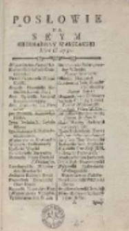 Posłowie na seym ordynaryiny warszawski roku 1780