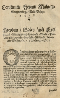 Constitutie Seymu Walnego Warszawskiego / roku [...] 1578