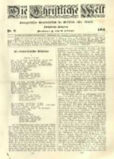 Die Christliche Welt: evangelisches Gemeindeblatt f&uuml;r Gebildete aller St&auml;nde. 1901.02.21 Jg.15 Nr.8