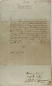 List Michała Konarskiego starosty hamersztyńskiego do króla Zygmunta III, z Hamersztyna 08.08.1601