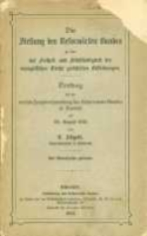 Die Stellung des Reformirten Bundes zu den auf Freiheit und Selbst&auml;ndigkeit der evangelischen Kirche gerichteten Bestrebungen. Vortrag bei der vierten Hauptversammlung des Reformirten Bundes in Barmen am 26. August 1891