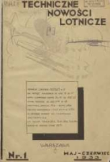 Techniczne Nowości Lotnicze 1933.05/06 R.1 Nr1