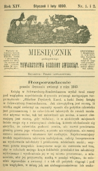 Miesięcznik Galicyjskiego Towarzystwa Ochrony Zwierząt. 1890 R.14 Nr1-2