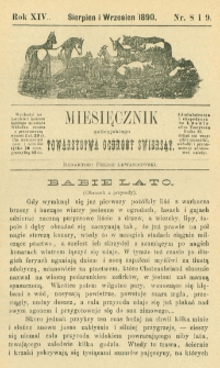 Miesięcznik Galicyjskiego Towarzystwa Ochrony Zwierząt. 1890 R.14 Nr8-9
