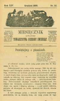 Miesięcznik Galicyjskiego Towarzystwa Ochrony Zwierząt. 1890 R.14 Nr12