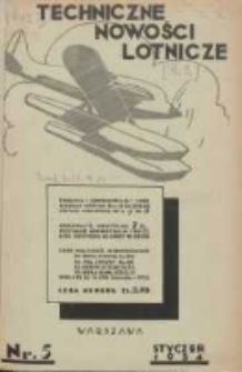 Techniczne Nowości Lotnicze: miesięcznik techniczno-naukowy poświęcony lotnictwu 1934.01 R.2 Nr5