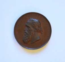 Medal wybity w Poznaniu dla J&oacute;zefa Ignacego Kraszewskiego jako dar Poznańskiego Towarzystwa Przyjaci&oacute;ł Nauk w 50-lecie jego pracy literackiej