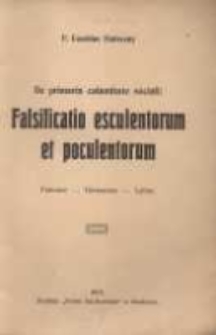 De primaria calamitate sociali: Falsificatio esculentorum et poculentorum: Polonice-Germanice-Latine