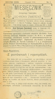 Miesięcznik Galicyjskiego Towarzystwa Ochrony Zwierząt. 1910 R.32 Nr1