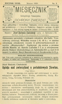 Miesięcznik Galicyjskiego Towarzystwa Ochrony Zwierząt. 1910 R.32 Nr3