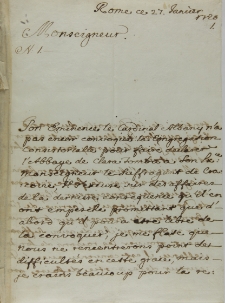 List Jakuba Pucheta do Jana Sebastiana Szembeka, Rzym 27.01.1720