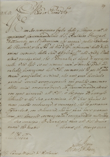 List kardynała Annibale Albaniego do Jana Sebastiana Szembeka, Rzym 26.05.1720